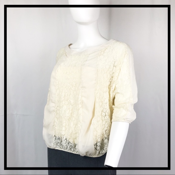 NEW DIRECTIONS Lace, Quarter Sleeve Blouse Size S - Picture 4 of 4